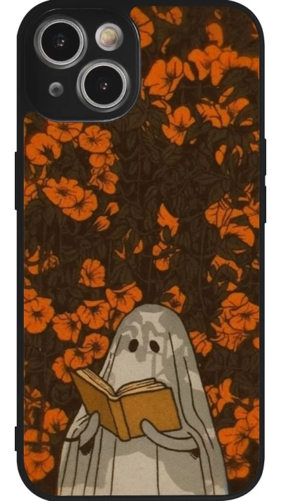 Coque iPhone 14 - Silicone rigide noir Halloween 2026 Ghost reading