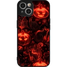 Coque iPhone 14 - Silicone rigide noir Halloween 2026 Pattern Halloween