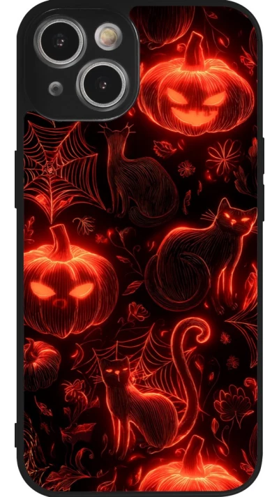 Coque iPhone 14 - Silicone rigide noir Halloween 2026 Pattern Halloween