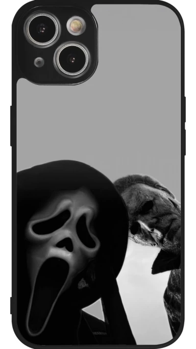 Coque iPhone 14 - Silicone rigide noir Halloween 2026 Scream and Michael Myers