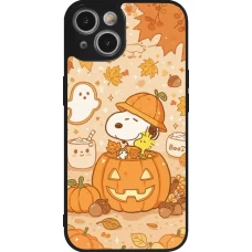 Coque iPhone 14 - Silicone rigide noir Halloween 2026 Snoopy Halloween