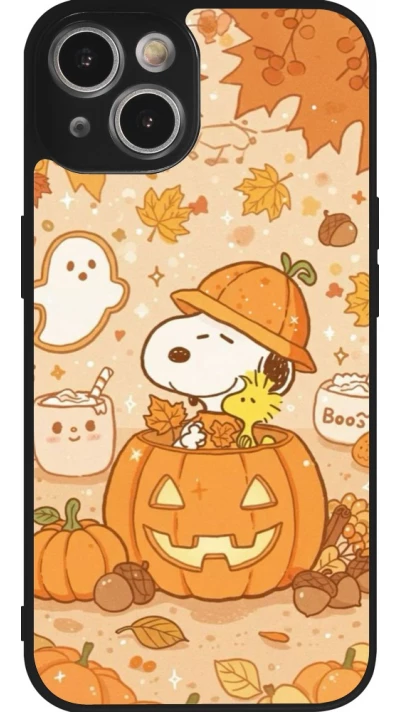 Coque iPhone 14 - Silicone rigide noir Halloween 2026 Snoopy Halloween