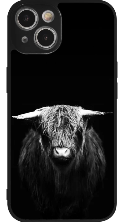 Coque iPhone 14 - Silicone rigide noir Highland calf black