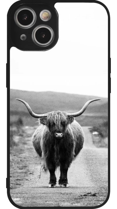 Coque iPhone 14 - Silicone rigide noir Highland cattle