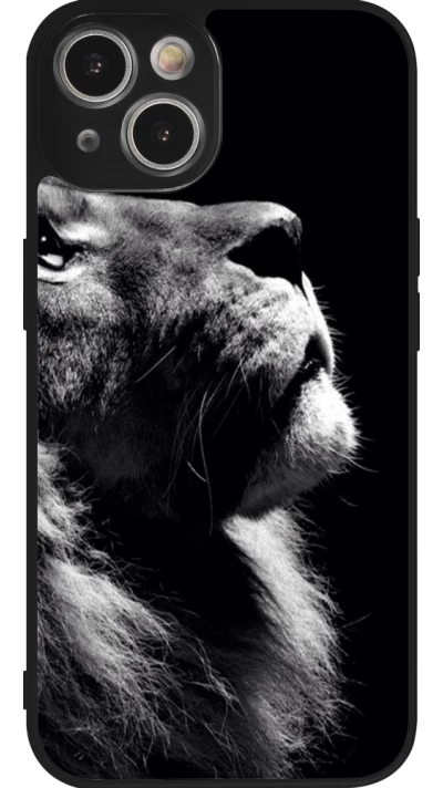 iPhone 14 Case Hülle - Silikon schwarz Lion looking up