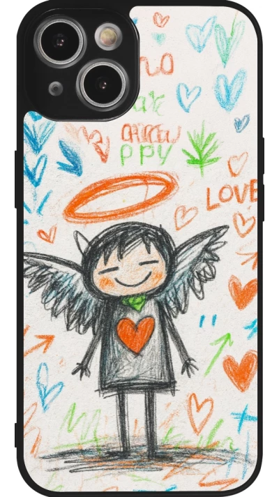 iPhone 14 Case Hülle - Silikon schwarz Little Angel Sketch Love