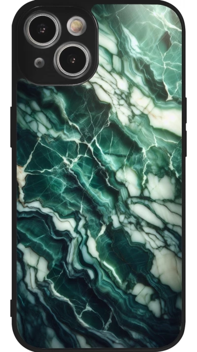 iPhone 14 Case Hülle - Silikon schwarz Majestätischer grüner Marmor