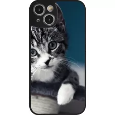 Coque iPhone 14 - Silicone rigide noir Meow 23