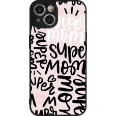Coque iPhone 14 - Silicone rigide noir Mom 2024 Super mom