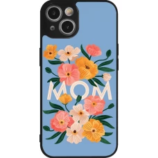 Coque iPhone 14 - Silicone rigide noir Mom 2026 Flowers