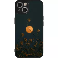 iPhone 14 Case Hülle - Silikon schwarz Moon Flowers
