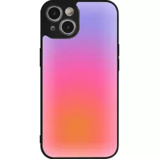 Coque iPhone 14 - Silicone rigide noir Orange Pink Blue Gradient