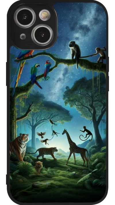iPhone 14 Case Hülle - Silikon schwarz Paradies der exotischen Tiere