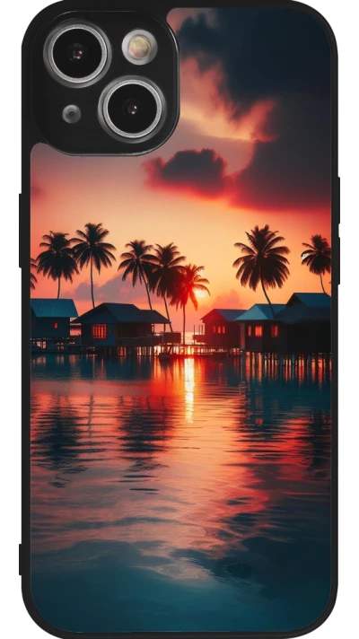 iPhone 14 Case Hülle - Silikon schwarz Paradies Malediven