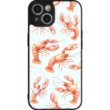 iPhone 14 Case Hülle - Silikon schwarz Muster von pastellfarbenen Hummern