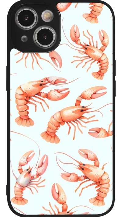 iPhone 14 Case Hülle - Silikon schwarz Muster von pastellfarbenen Hummern