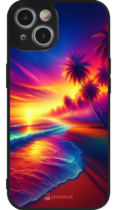 iPhone 14 Case Hülle - Silikon schwarz Strand Sonnenuntergang auffällig