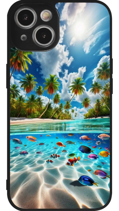 iPhone 14 Case Hülle - Silikon schwarz Strandparadies