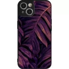 Coque iPhone 14 - Silicone rigide noir Purple Light Leaves