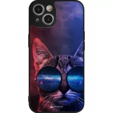 iPhone 14 Case Hülle - Silikon schwarz Red Blue Cat Glasses
