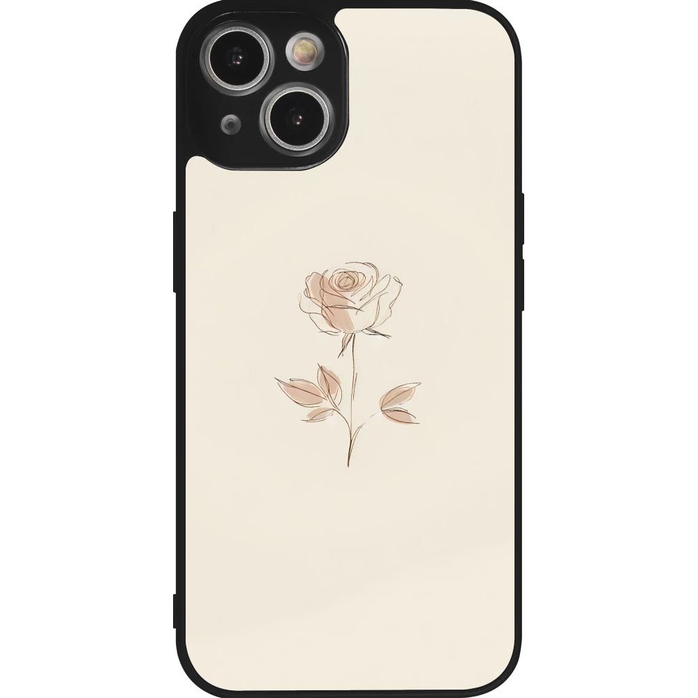 Coque iPhone 14 - Silicone rigide noir Sable Rose Minimaliste
