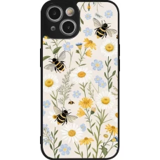 Coque iPhone 14 - Silicone rigide noir Pattern bees Spring 2026