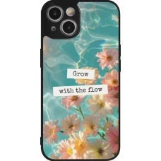 Coque iPhone 14 - Silicone rigide noir Summer 2025 Grow with the flow