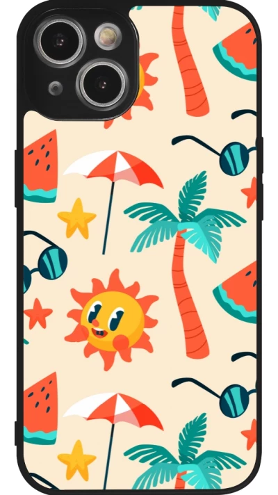 Coque iPhone 14 - Silicone rigide noir Summer 2025 Pattern soleil