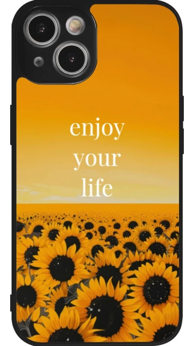 Coque iPhone 14 - Silicone rigide noir Summer 2026 Enjoy your life