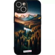 Coque iPhone 14 - Silicone rigide noir Sunset Forest Lake