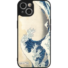 Coque iPhone 14 - Silicone rigide noir Tableau art - La Grande Vague de Kanagawa - Hokusai
