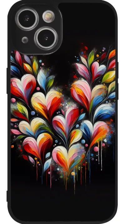 iPhone 14 Case Hülle - Silikon schwarz Valentin 2024 Schwarzes Herz Abstrakt