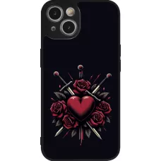 Coque iPhone 14 - Silicone rigide noir Valentine 2024 gothic love