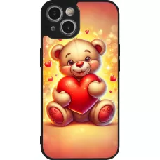 iPhone 14 Case Hülle - Silikon schwarz Valentin 2024 Teddy Liebe