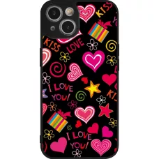 iPhone 14 Case Hülle - Silikon schwarz Valentine 2023 love symbols