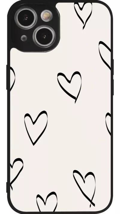 iPhone 14 Case Hülle - Silikon schwarz Valentine 2023 minimalist hearts