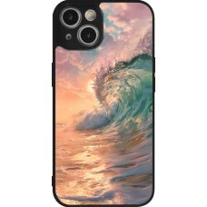 Coque iPhone 14 - Silicone rigide noir Wave Sunset