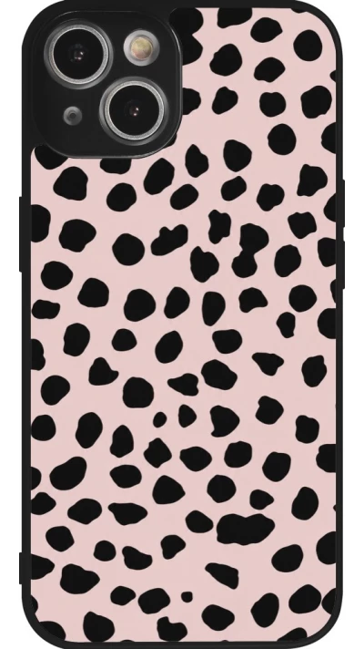 Coque iPhone 14 - Silicone rigide noir Wild Leopard Pink