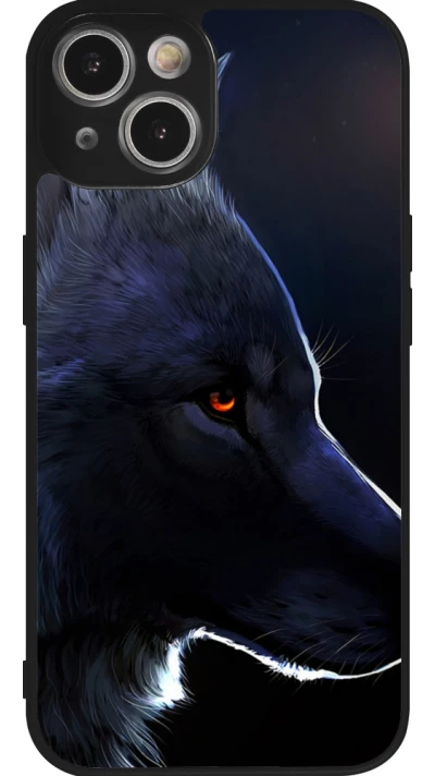 Coque iPhone 14 - Silicone rigide noir Wolf Shape