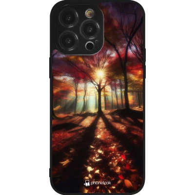 iPhone 14 Pro Max Case Hülle - Silikon schwarz Herbstlicher goldener Glanz