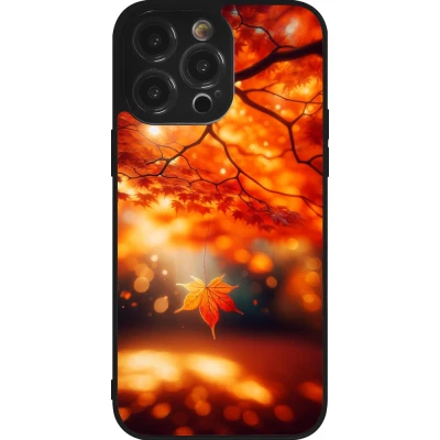 iPhone 14 Pro Max Case Hülle - Silikon schwarz Herbst Magisch Orange