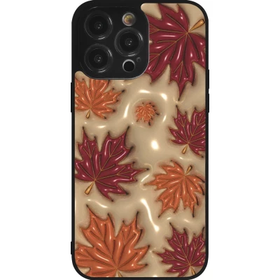 iPhone 14 Pro Max Case Hülle - Silikon schwarz Autumn 26 3D leaves