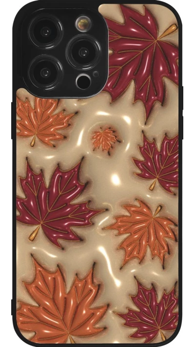 Coque iPhone 14 Pro Max - Silicone rigide noir Autumn 26 3D leaves