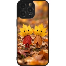 iPhone 14 Pro Max Case Hülle - Silikon schwarz Autumn 26 Couple of leaves