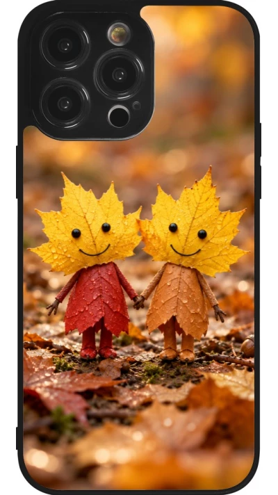 Coque iPhone 14 Pro Max - Silicone rigide noir Autumn 26 Couple of leaves