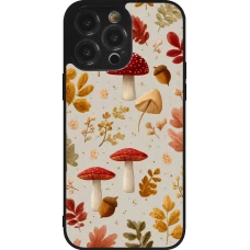 iPhone 14 Pro Max Case Hülle - Silikon schwarz Autumn 26 Mushrooms and leaves