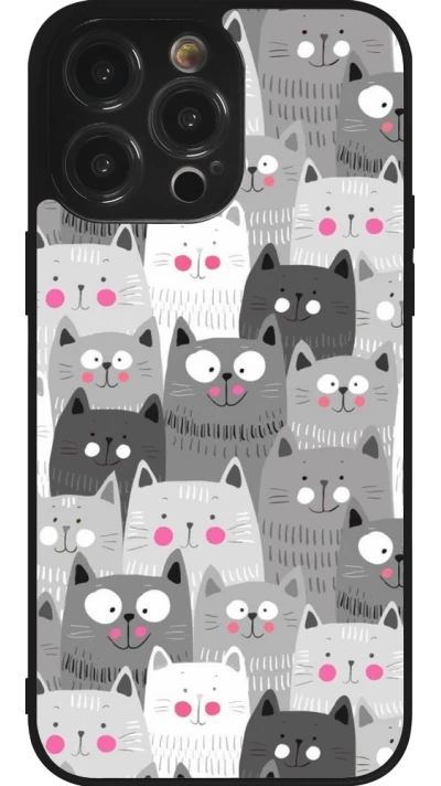 iPhone 14 Pro Max Case Hülle - Silikon schwarz Katzenschwärme
