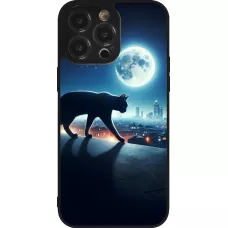 iPhone 14 Pro Max Case Hülle - Silikon schwarz Schwarze Katze unter dem Vollmond