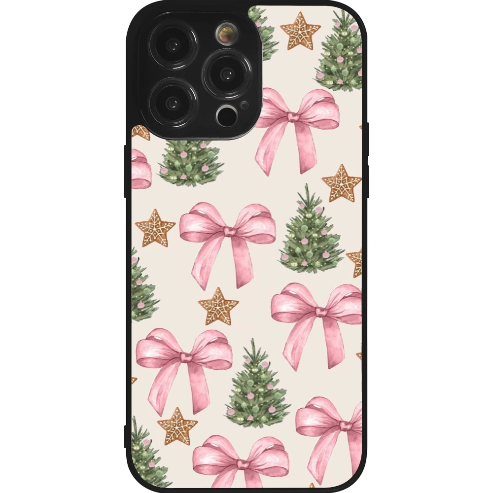 Coque iPhone 14 Pro Max - Silicone rigide noir Christmas 25 Vintage Ribbons