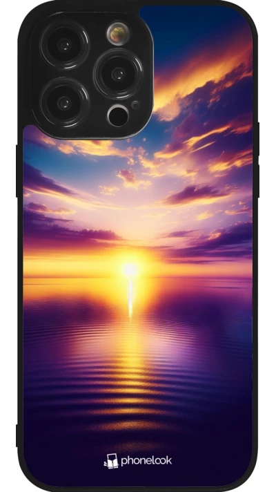 iPhone 14 Pro Max Case Hülle - Silikon schwarz Sonnenuntergang gelb violett